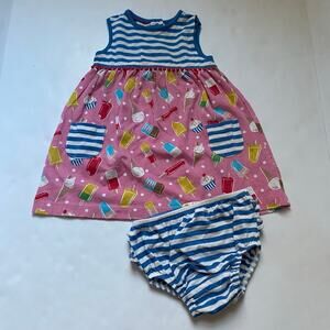 Baby Boden Blue Striped Pink Ice Cream Jersey Hotchpotch Dress